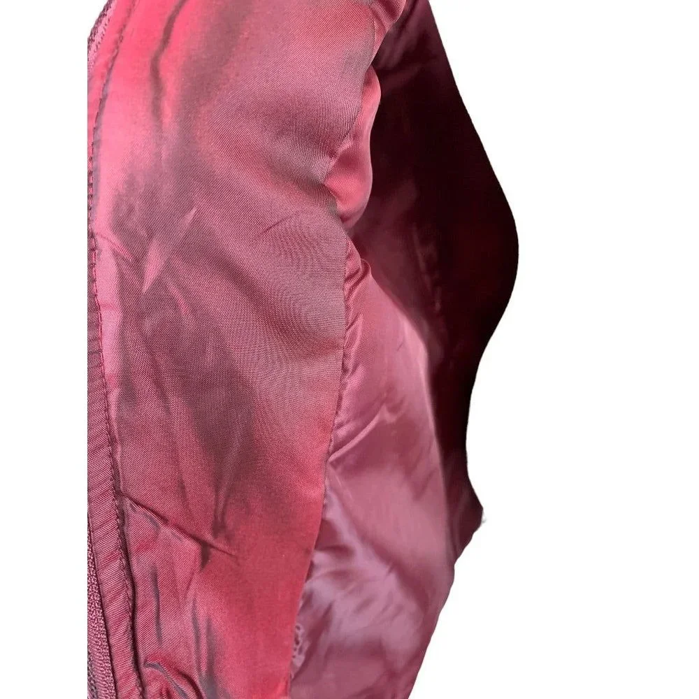 Large Casual Identity Women's Full Zip Burgundy Metallic Lightweight Puffer Vest - Picture 8 of 9